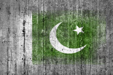 Arka plan doku gri üzerine beton boyalı Pakistan bayrağı