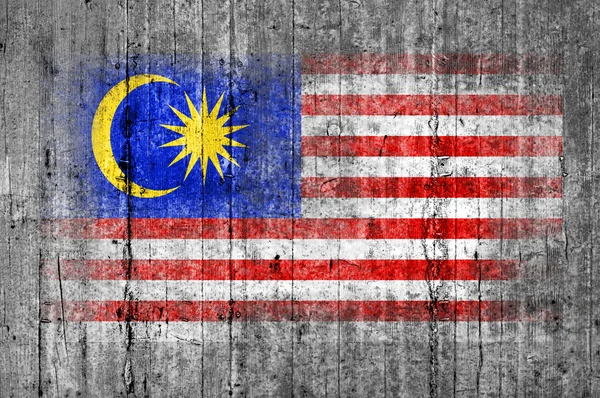 Arka plan doku gri üzerine beton boyalı Malezya bayrağı — Stok fotoğraf
