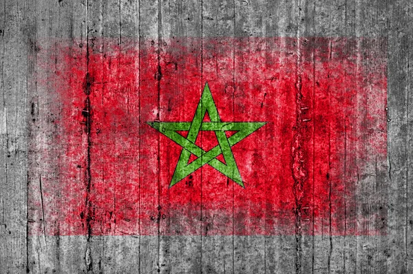 Maroko bandery malowane na szary tekstura tło betonu — Zdjęcie stockowe