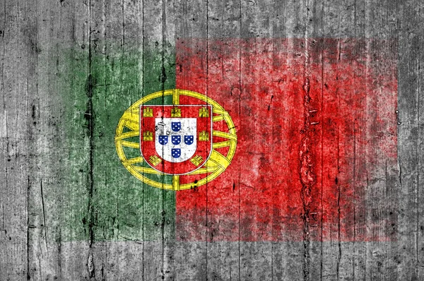 Portugiesische Flagge auf Hintergrund Textur grauen Beton gemalt — Stockfoto