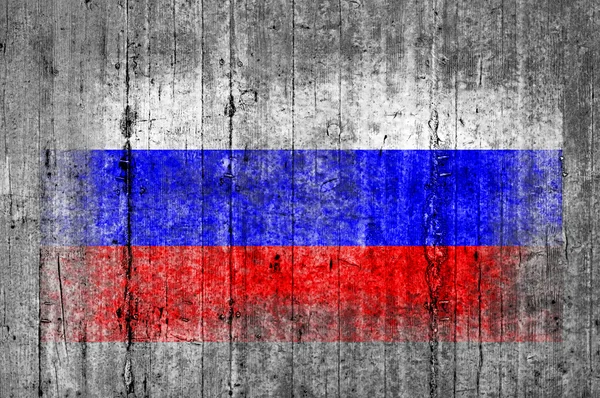 Rússia bandeira pintada sobre fundo textura cinza concreto — Fotografia de Stock