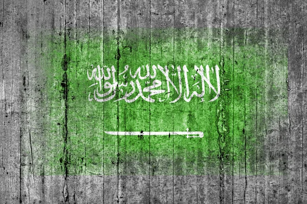 Arka plan doku gri üzerine beton boyalı Suudi Arabistan bayrağı — Stok fotoğraf