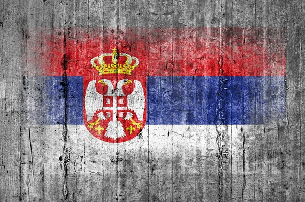 塞尔维亚国旗画在背景纹理灰色混凝土 — 图库照片