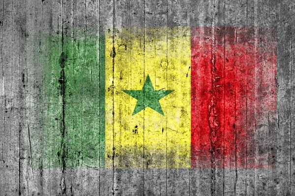 Bandeira do Senegal pintada sobre fundo textura cinza concreto — Fotografia de Stock