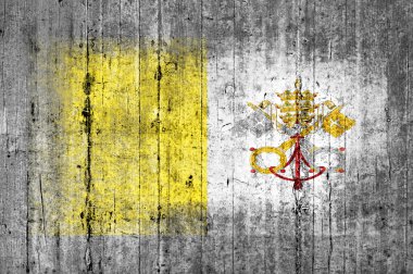 Arka plan doku gri üzerine beton boyalı Vatikan bayrağı
