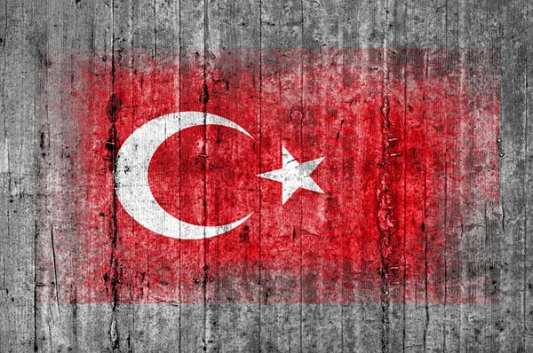 Turkey flag painted on background texture gray concrete