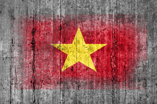 구체적인 배경 텍스처 회색에 그려진 베트남 깃발 — 스톡 사진