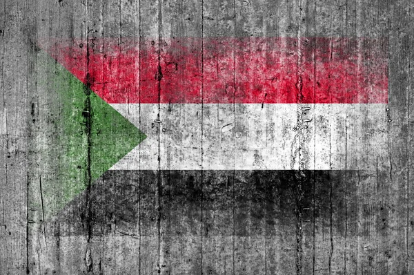 Arka plan doku gri üzerine beton boyalı Sudan bayrağı