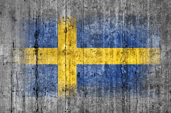 Sverige flagga på bakgrunden konsistens grå målad betong — Stockfoto