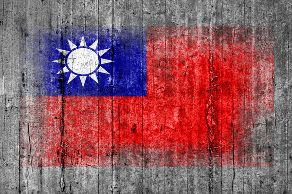 Taiwan bandeira pintada sobre fundo textura cinza concreto — Fotografia de Stock
