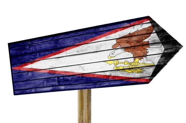 Cartel de madera Bandera de Samoa Americana aislado en blanco — Foto de Stock