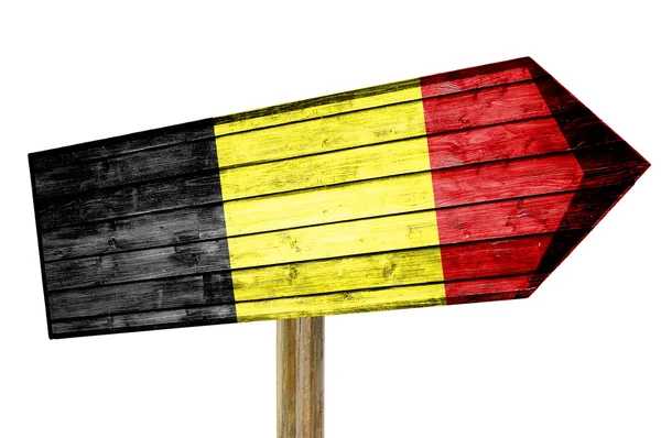 Bandera de Bélgica Cartel de madera aislado en blanco — Foto de Stock