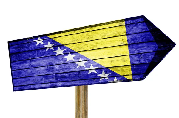 Bosnia and Herzegovina Flag wooden sign isolated on white — Stock Photo, Image