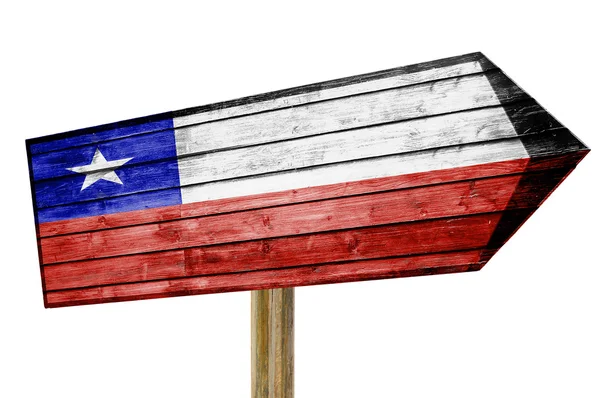 Señal de madera Bandera de Chile aislada en blanco — Foto de Stock