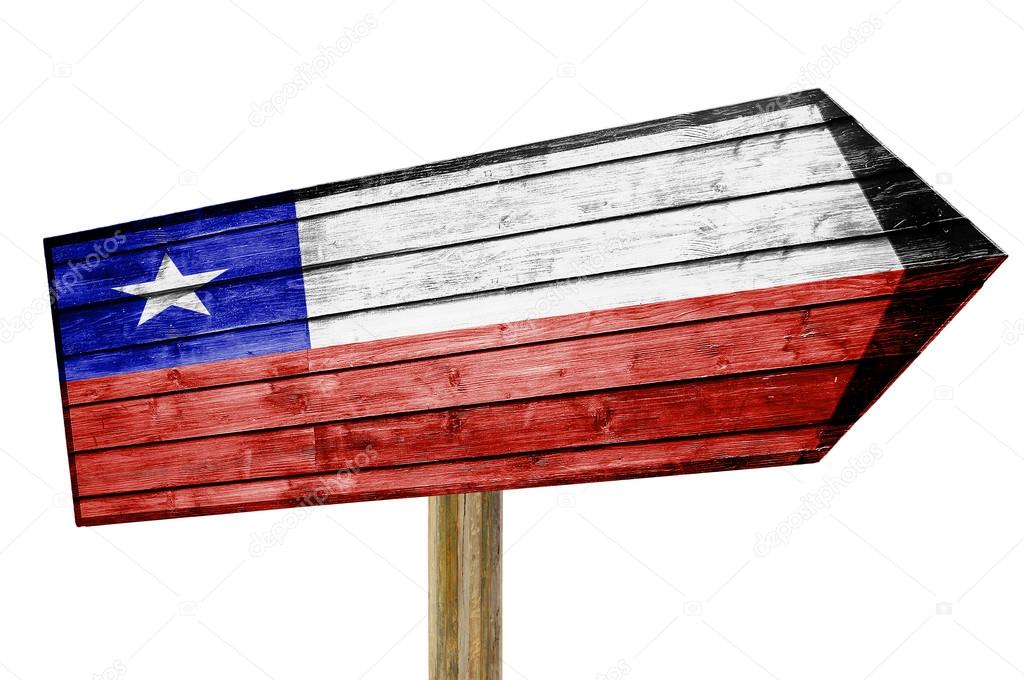 Chile Flag wooden sign isolated on white