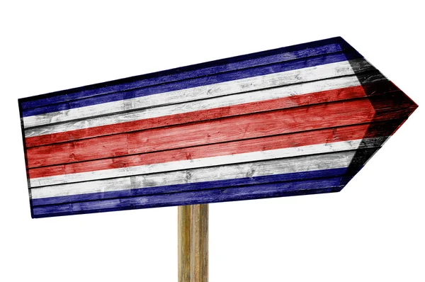 Costa Rica Flagge Holzschild isoliert auf weiß — Stockfoto