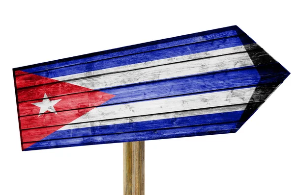 Vlag van Cuba houten teken geïsoleerd op wit — Stockfoto