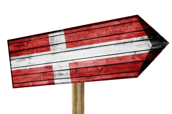 덴마크 국기 나무 기호 흰색 절연 — 스톡 사진