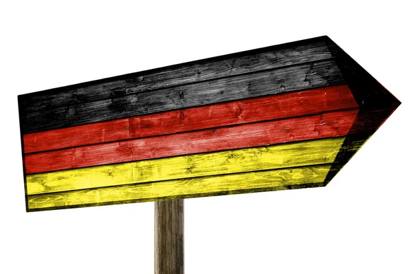 Deutschland-Fahne auf Holztischschild isoliert auf weiß — Stockfoto