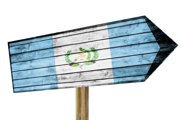 Guatemala Bandeira de madeira sinal isolado no branco — Fotografia de Stock