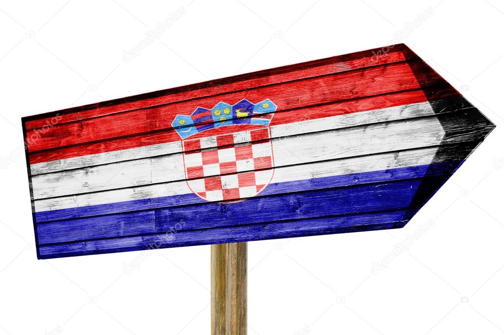 Croatia Flag wooden sign isolated on white