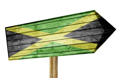 Jamaica flag wooden sign isolated on white clipart