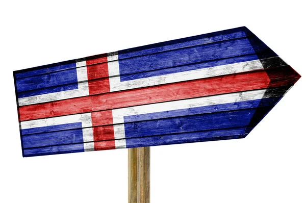 Islândia Bandeira de madeira sinal isolado no branco — Fotografia de Stock
