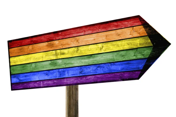 Cartel de madera LGBT en arco iris aislado en blanco — Foto de Stock