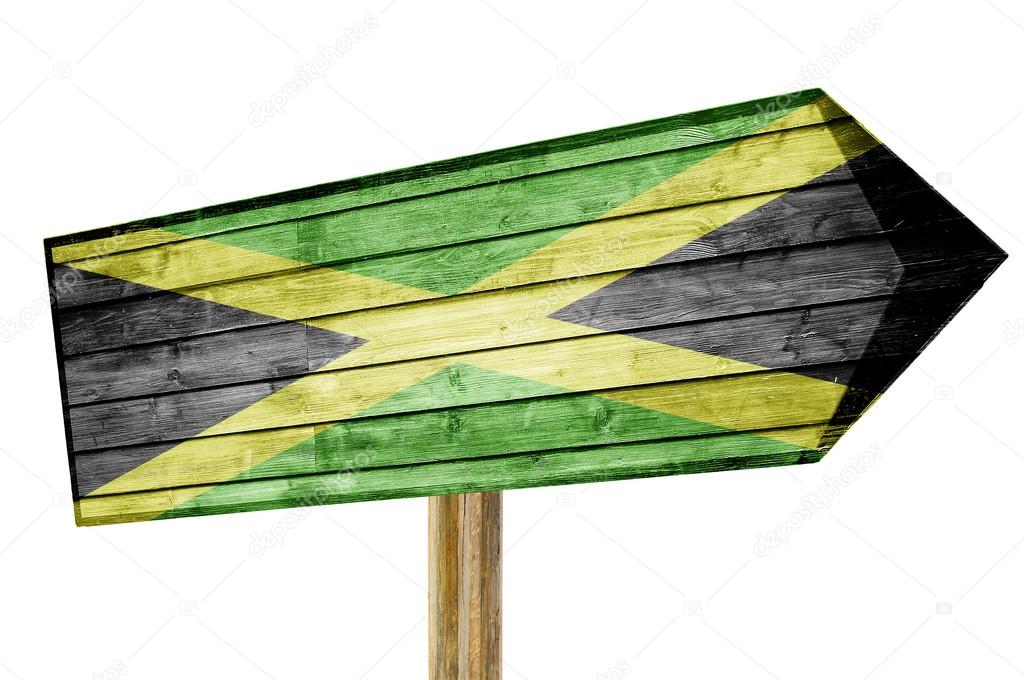Jamaica flag wooden sign isolated on white