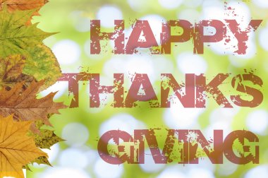 Mutlu Şükran Günleri bokeh arka plan üzerinde yazılı