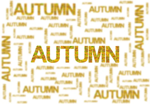 Outono palavra feita de folhas e palavra borrada isolado em branco — Fotografia de Stock