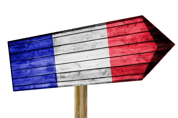 Frankreich Flagge Holzschild isoliert auf weiß — Stockfoto