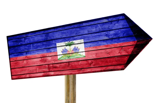 Cartel de madera Bandera de Haití aislado en blanco — Foto de Stock