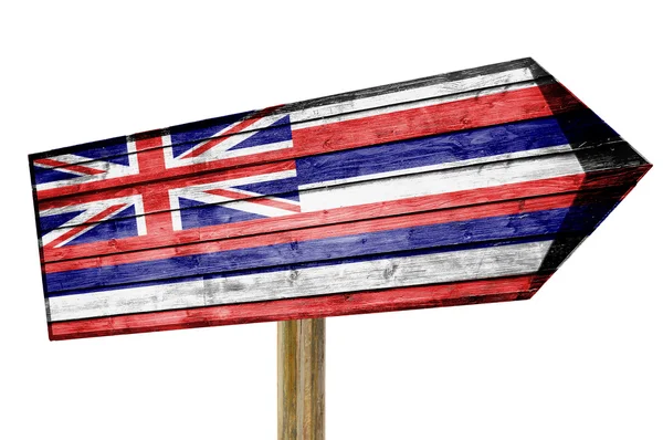 Hawaii-Flagge Holzschild isoliert auf weiß — Stockfoto