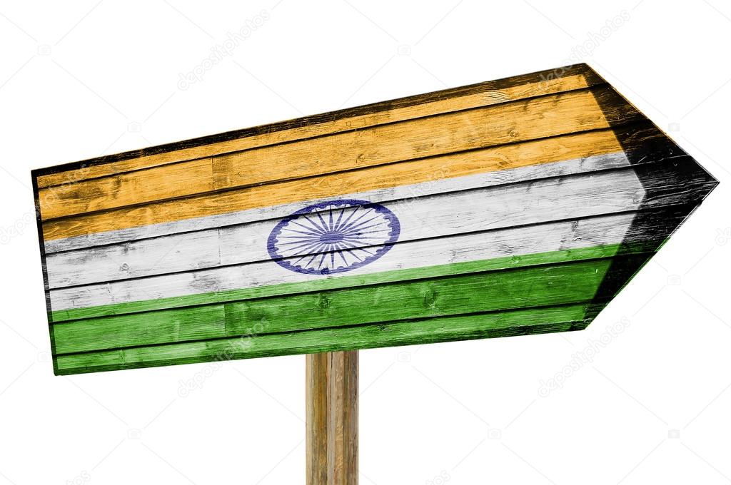 India flag wooden sign isolated on white