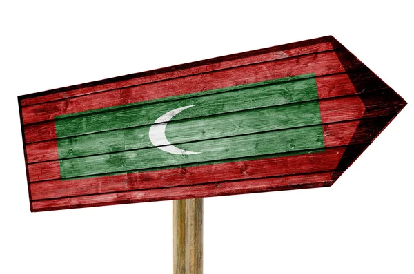 Σημαία των Μαλδίβων ξύλινη ταμπέλα που απομονώνονται σε λευκό — Φωτογραφία Αρχείου