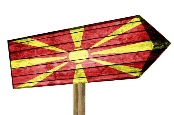 Bandera de Macedonia letrero de madera aislado en blanco — Foto de Stock