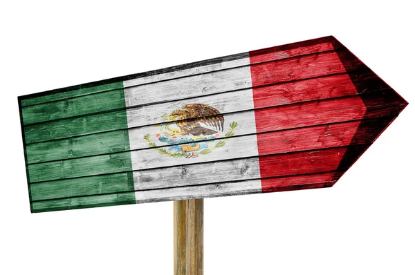 Señal de madera Bandera de México aislada en blanco —  Fotos de Stock