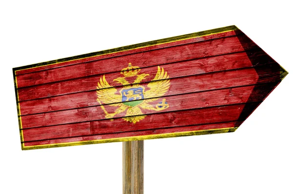 Прапор Чорногорії дерев'яні знак ізольовані на білому — стокове фото