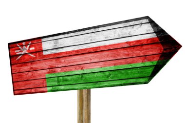 Umman bayrağı ahşap işareti üzerinde beyaz izole