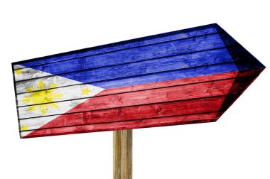 Filipinler bayrağı ahşap işareti üzerinde beyaz izole