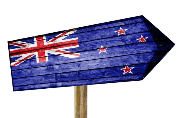 Nya Zeeland flagga träskylt isolerad på vit — Stockfoto