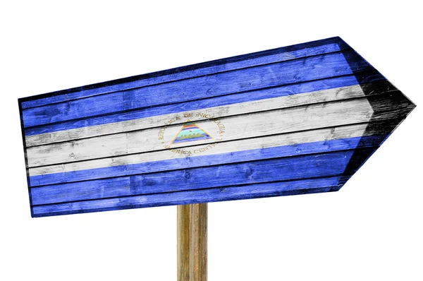 Nicarágua Bandeira de madeira sinal isolado no branco — Fotografia de Stock