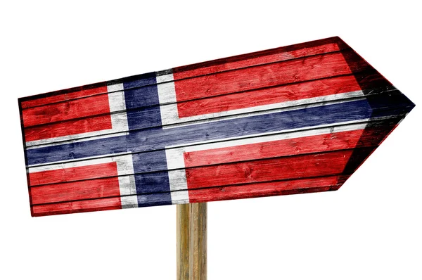 Norge flagga träskylt isolerad på vit — Stockfoto