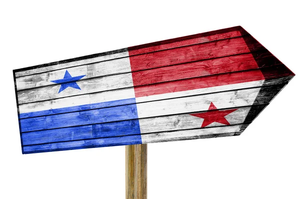 Panama Flagge Holzschild isoliert auf weiß — Stockfoto