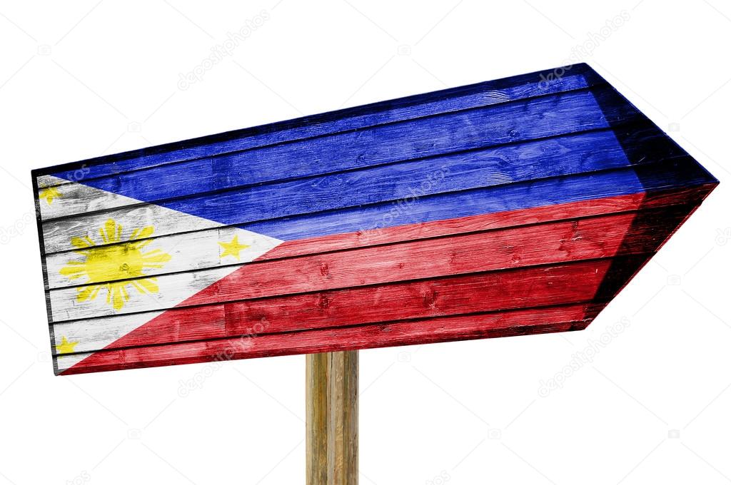 Philippines Flag wooden sign isolated on white