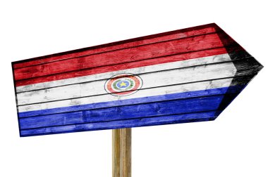 Paraguay bayrak ahşap işareti üzerinde beyaz izole