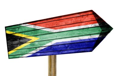 Güney Afrika ahşap işareti üzerinde beyaz izole