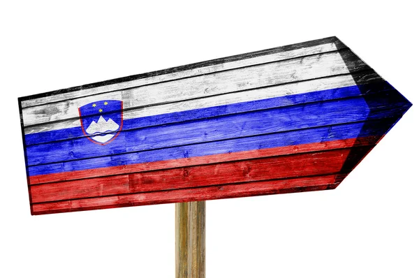Bandera de Eslovenia letrero de madera aislado en blanco — Foto de Stock