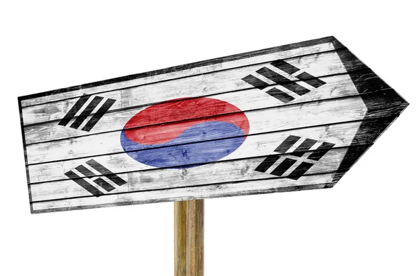 South Korea Flag wooden sign isolated on white — Stock Photo, Image